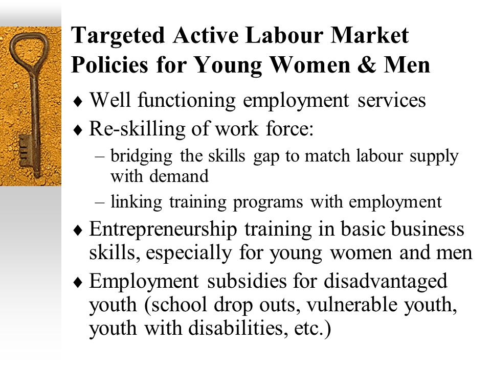 Targeted Active Labour Market Policies for Young Women & Men