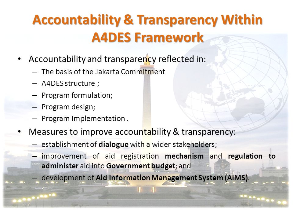 Accountability & Transparency Within A4DES Framework