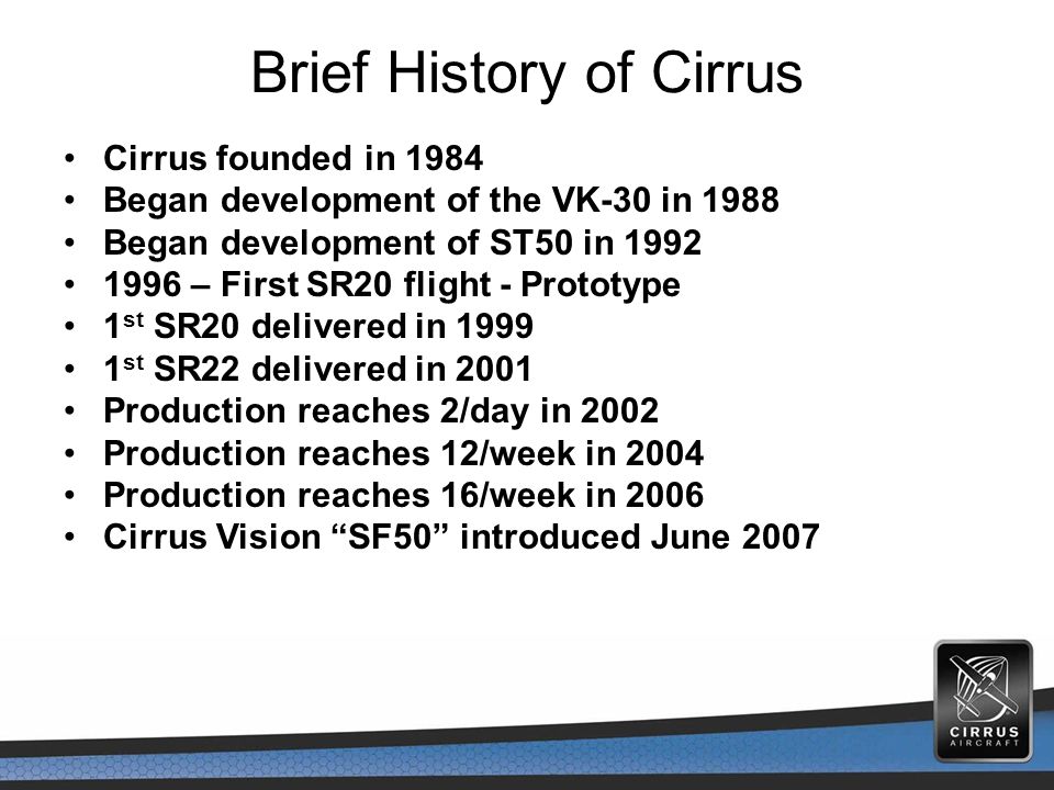 Brief History of Cirrus