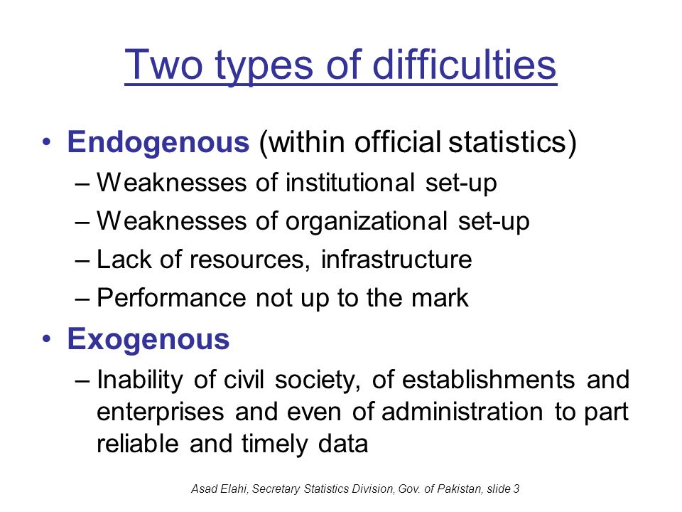 Two types of difficulties