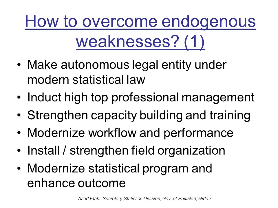 How to overcome endogenous weaknesses (1)