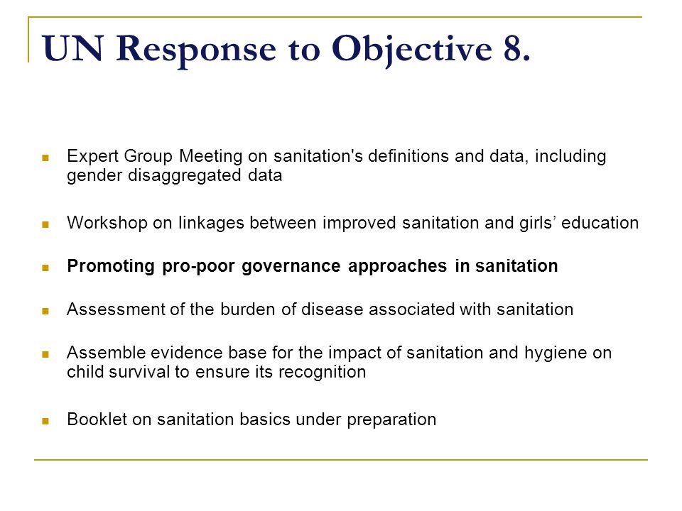 UN Response to Objective 8.