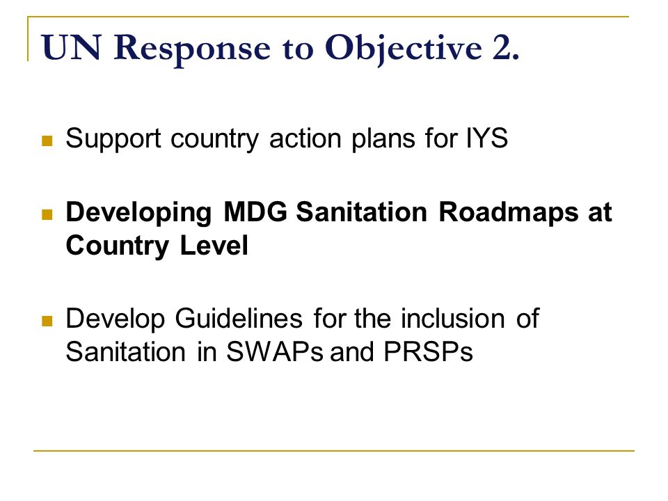 UN Response to Objective 2.