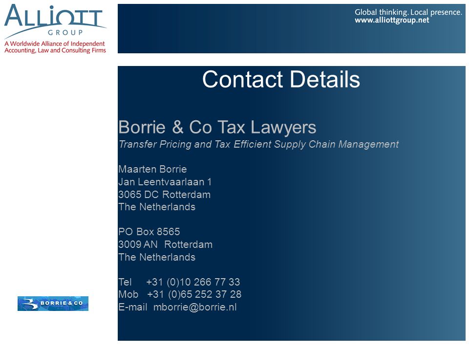 Contact Details Borrie & Co Tax Lawyers