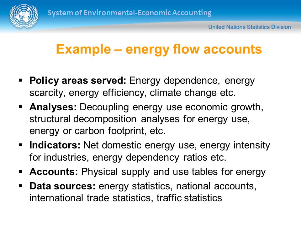 Example – energy flow accounts