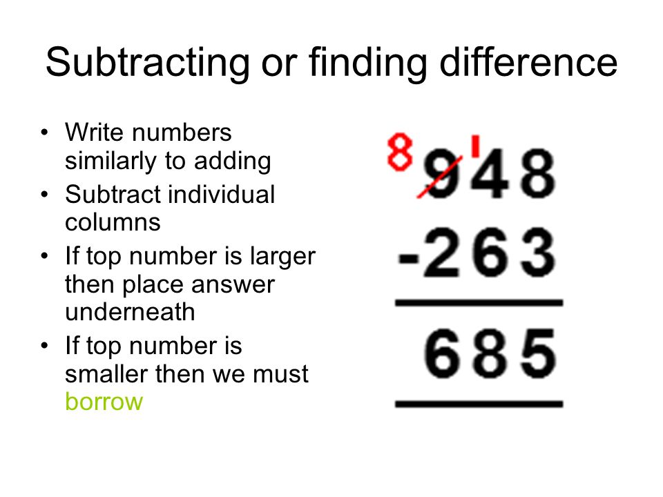 Subtracting or finding difference