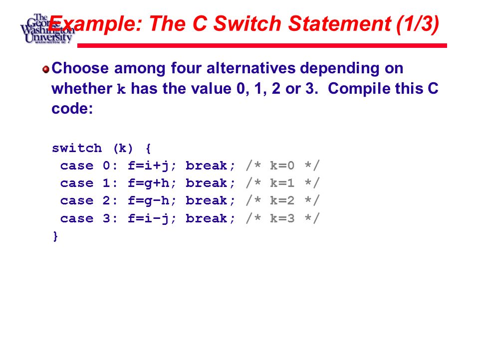 Example: The C Switch Statement (1/3)