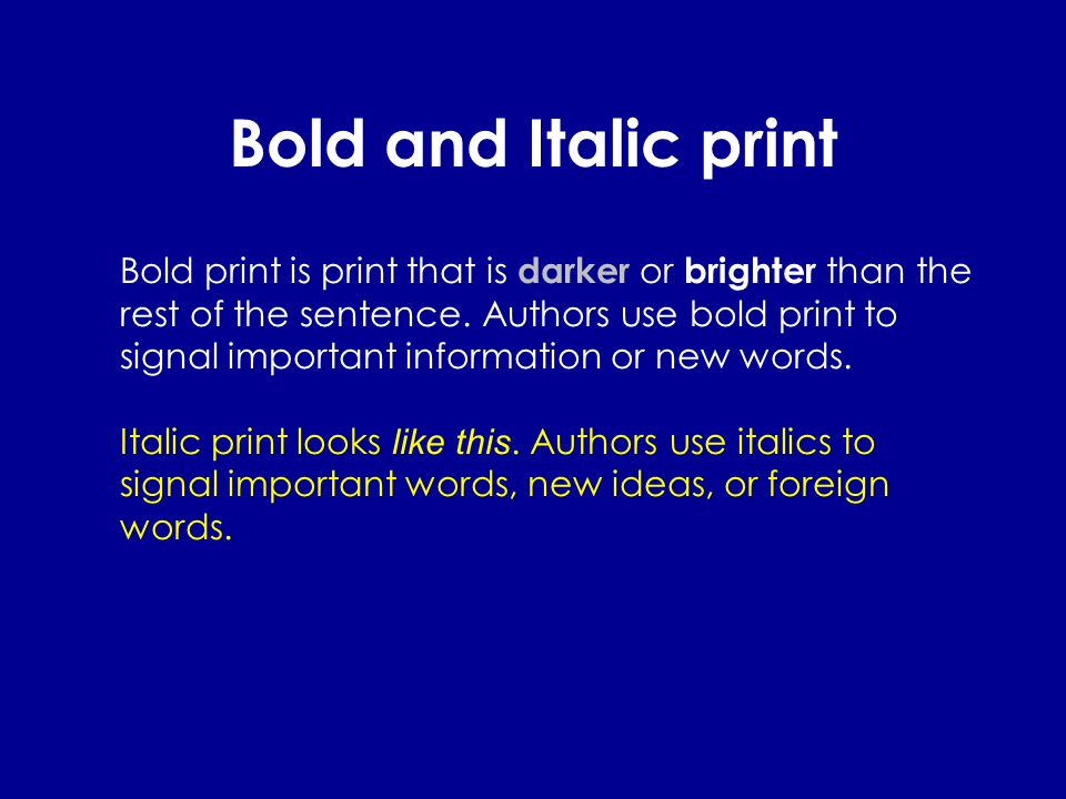 Bold and Italic print
