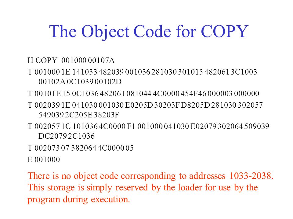 The Object Code for COPY