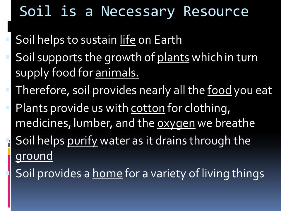 Soil is a Necessary Resource