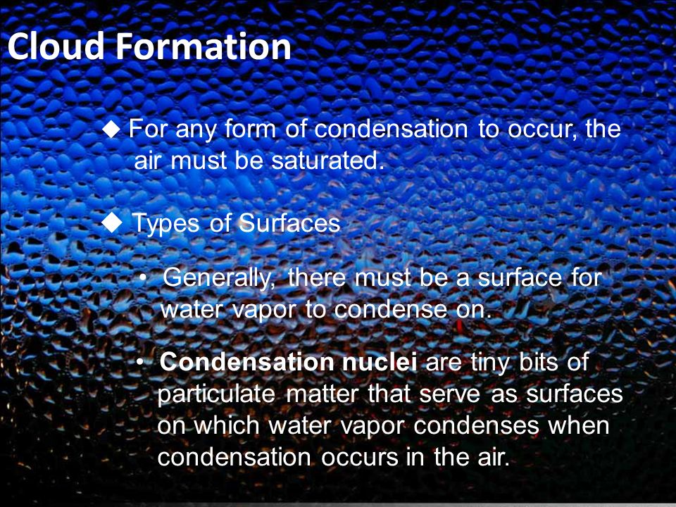 Cloud Formation  Types of Surfaces