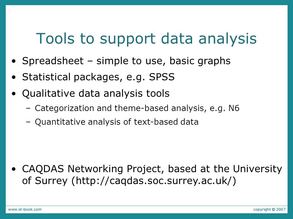 Tools to support data analysis
