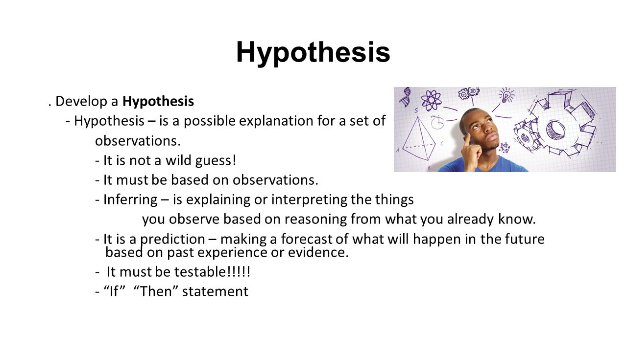 Hypothesis . Develop a Hypothesis