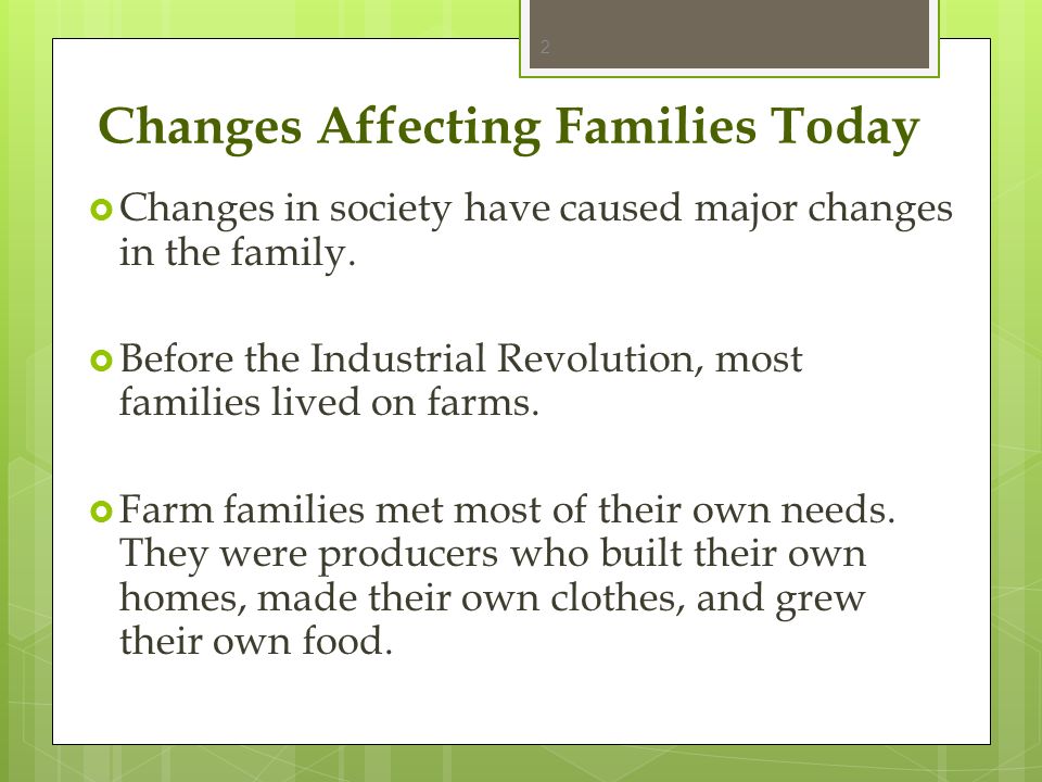 Changes Affecting Families Today