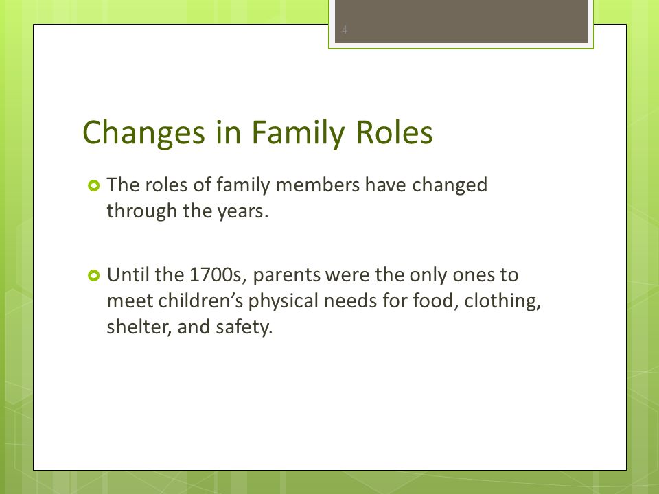 Changes in Family Roles