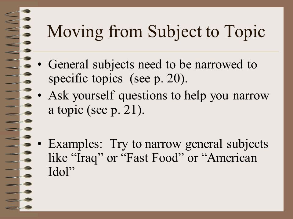Moving from Subject to Topic