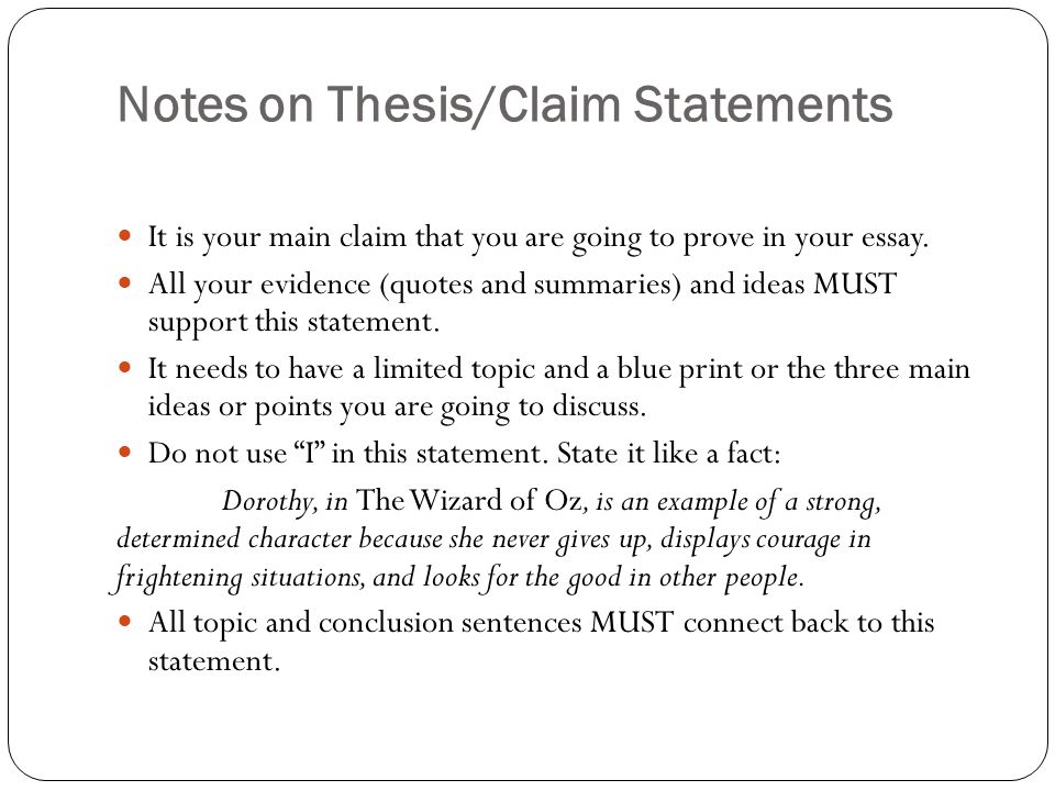Notes on Thesis/Claim Statements