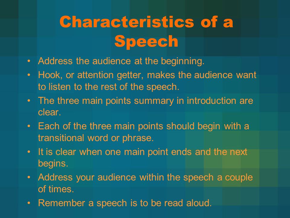 Characteristics of a Speech