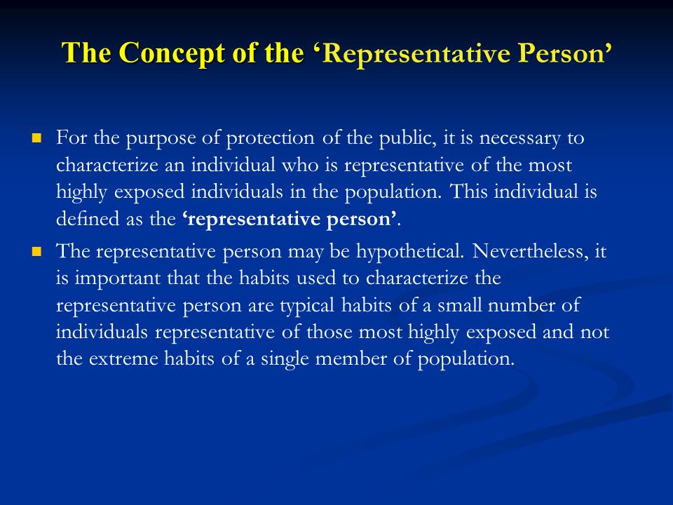 The Concept of the ‘Representative Person’