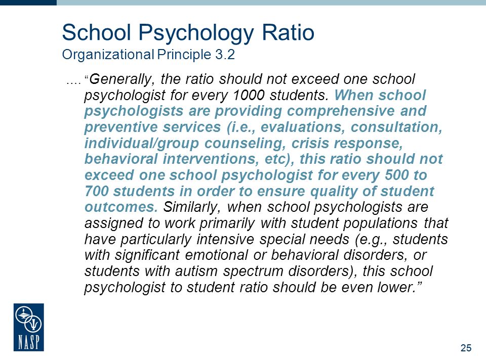 School Psychology Ratio Organizational Principle 3.2