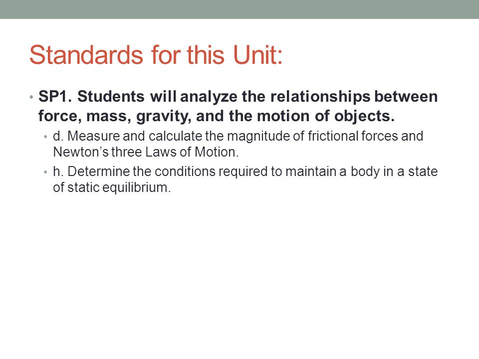 Standards for this Unit: