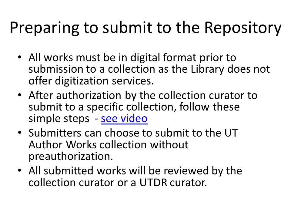 Preparing to submit to the Repository