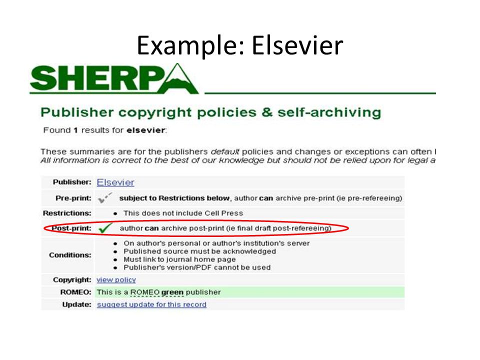 Example: Elsevier