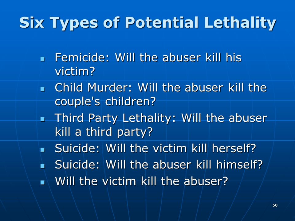 Six Types of Potential Lethality