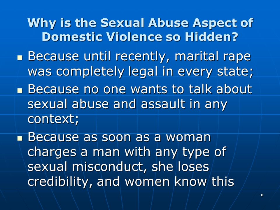 Why is the Sexual Abuse Aspect of Domestic Violence so Hidden