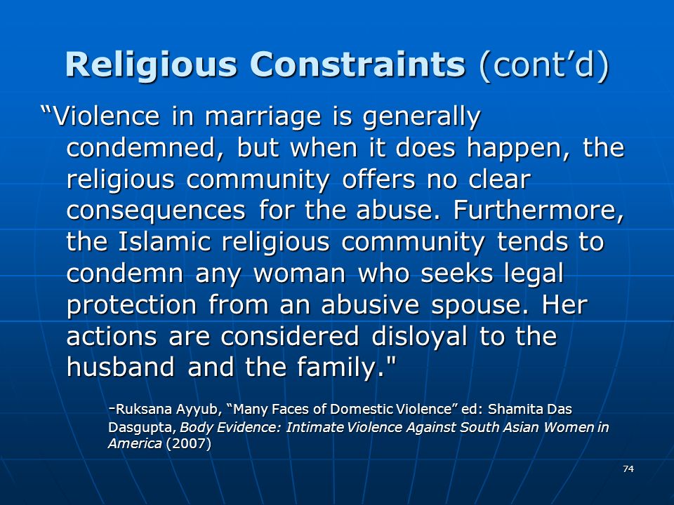 Religious Constraints (cont’d)