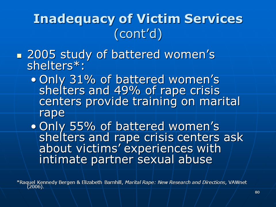 Inadequacy of Victim Services (cont’d)