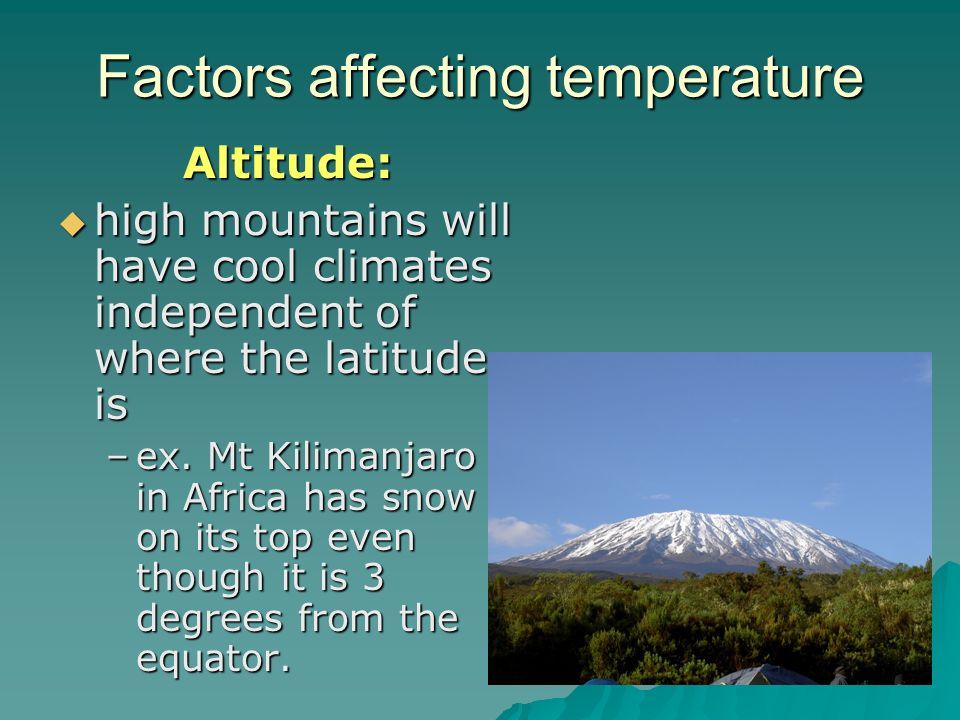 Factors affecting temperature