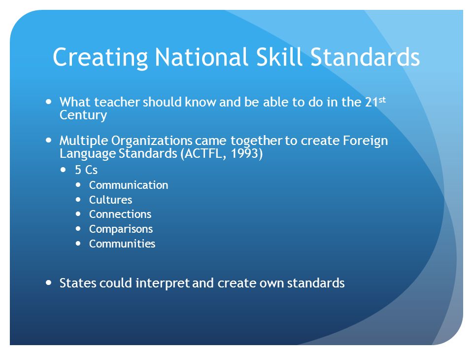 Creating National Skill Standards