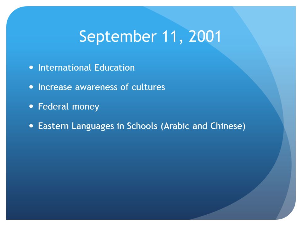 September 11, 2001 International Education