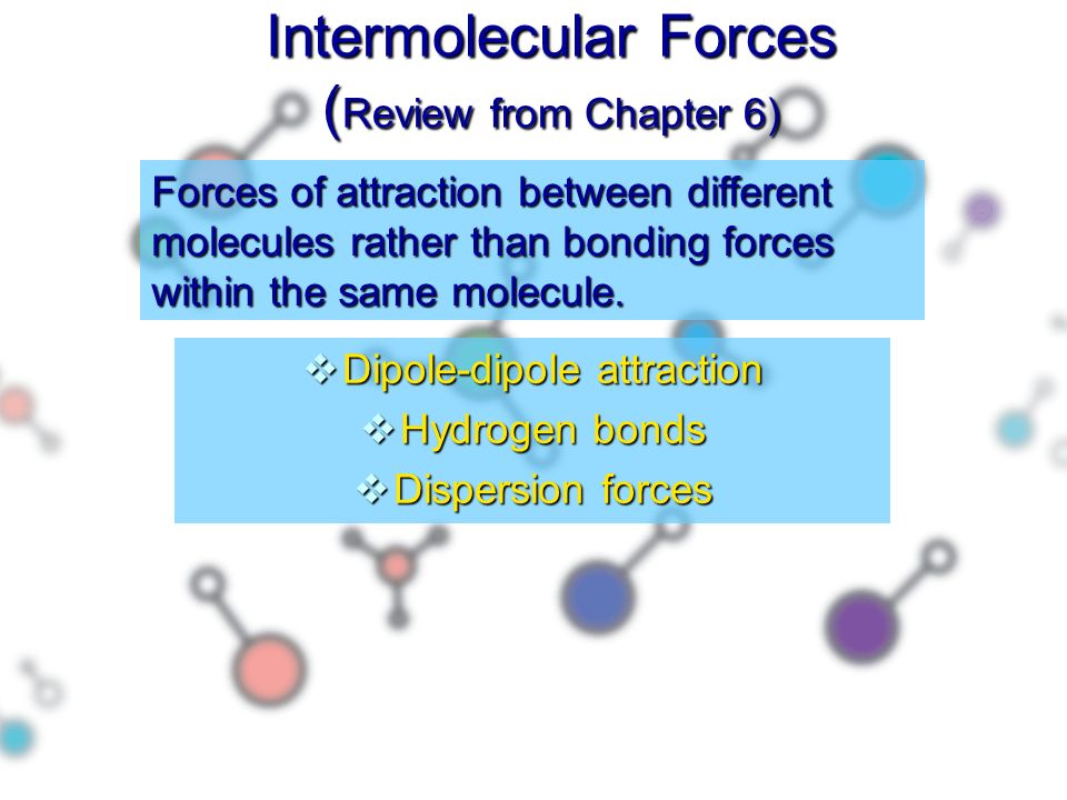 Intermolecular Forces (Review from Chapter 6)
