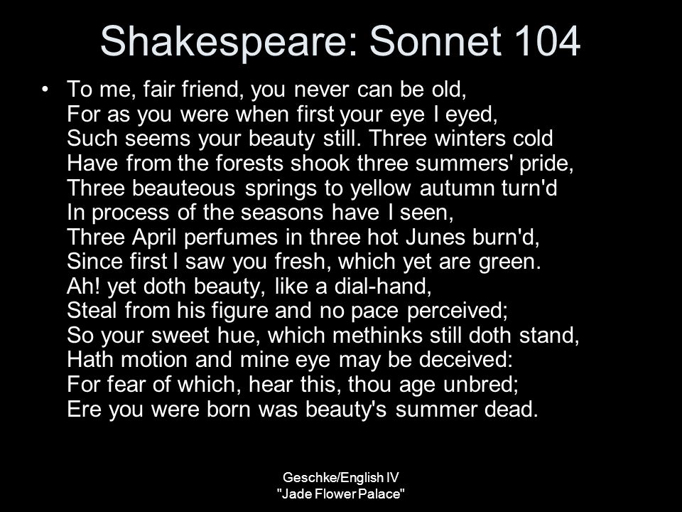 shakespeare sonnet 104 literary devices
