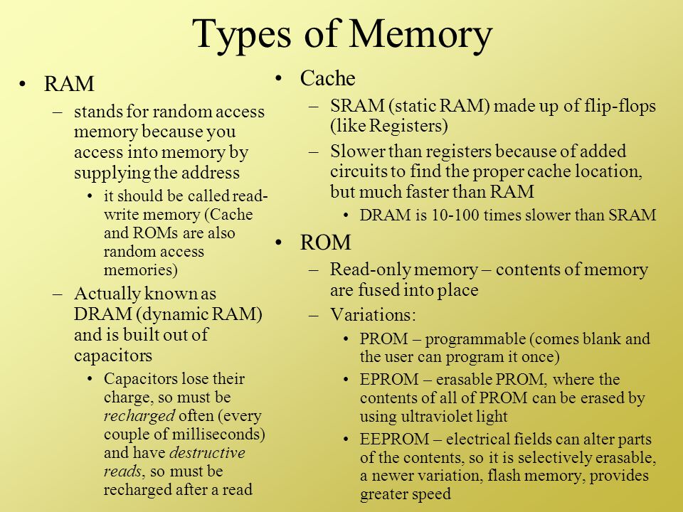 Chapter 6: Memory Memory is organized into a hierarchy - ppt download