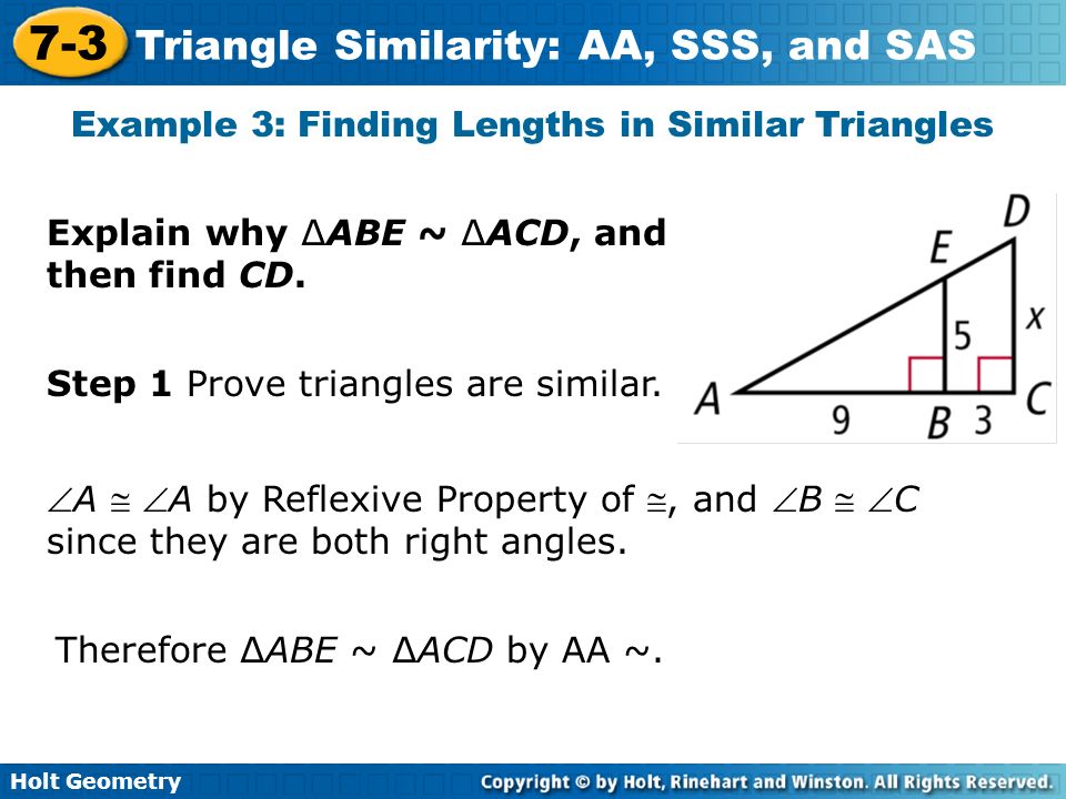 Example 3: Finding Lengths in Similar Triangles
