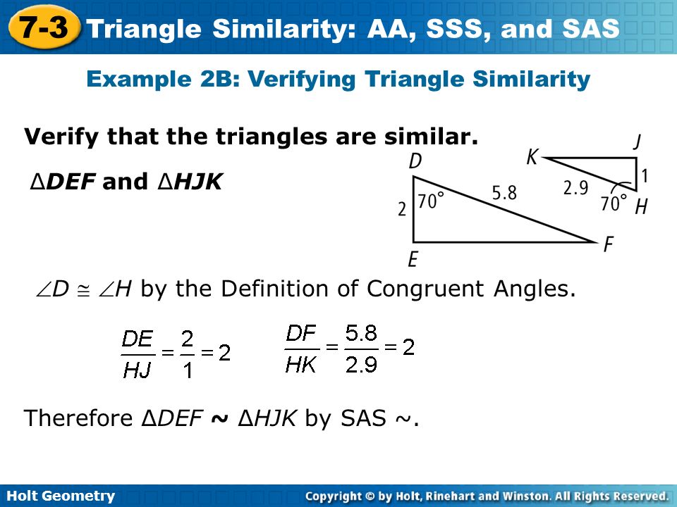 Example 2B: Verifying Triangle Similarity