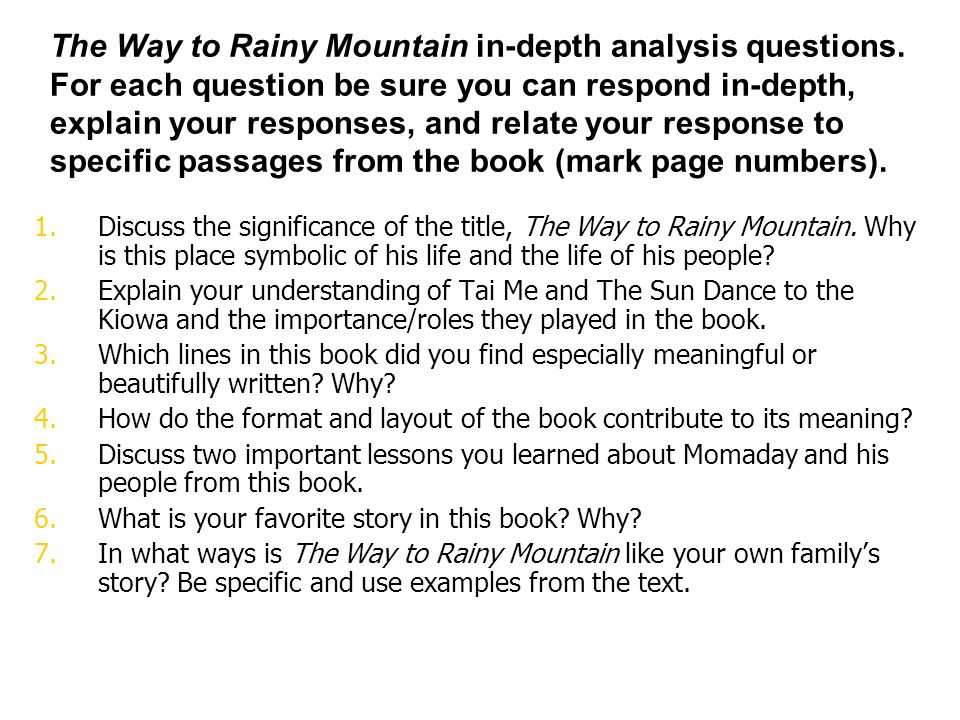 the way to rainy mountain questions