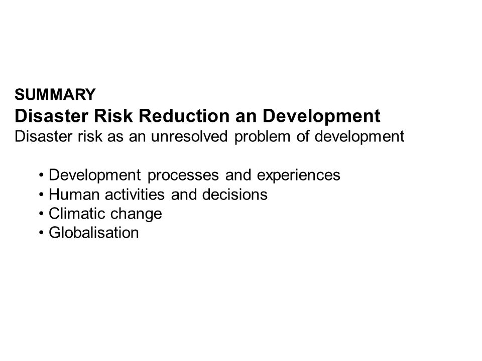 Disaster Risk Reduction an Development