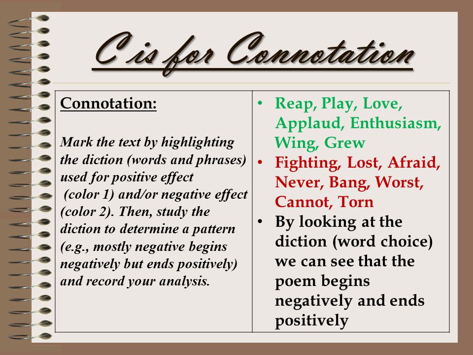 C is for Connotation Connotation: