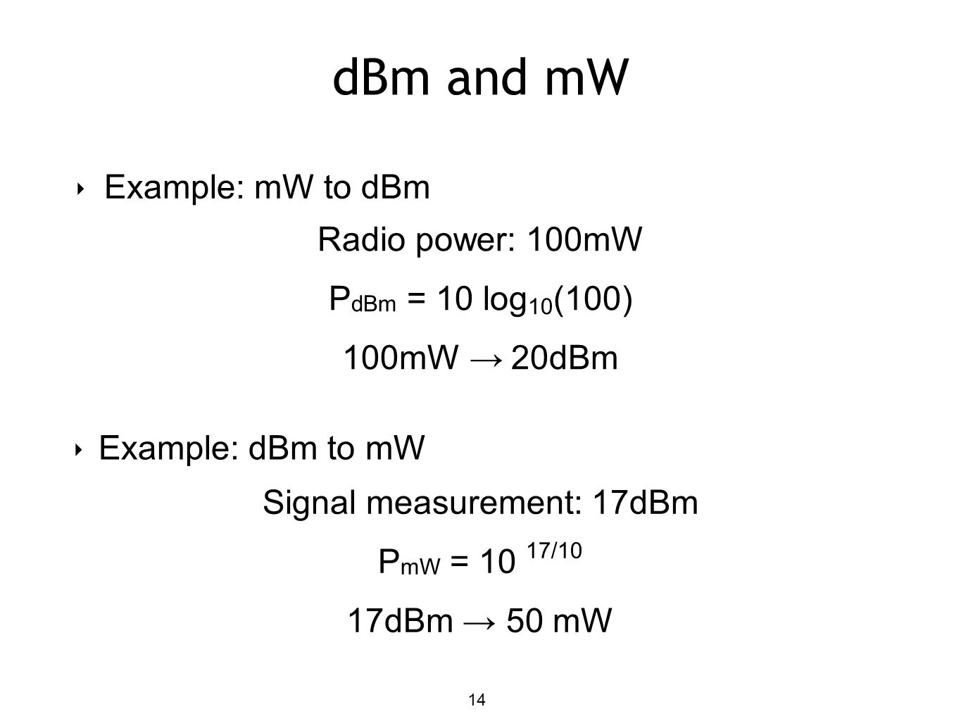 Signal measurement: 17dBm