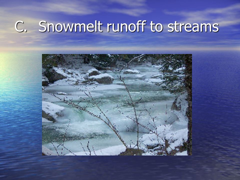 C. Snowmelt runoff to streams