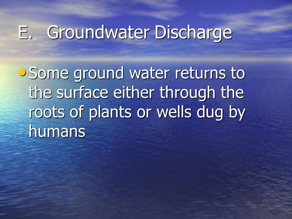 E. Groundwater Discharge
