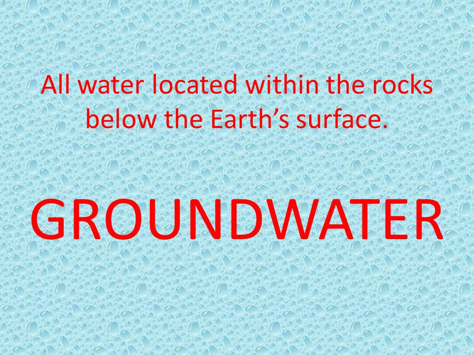 All water located within the rocks below the Earth’s surface.