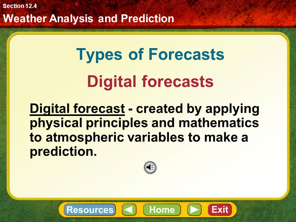 Types of Forecasts Digital forecasts