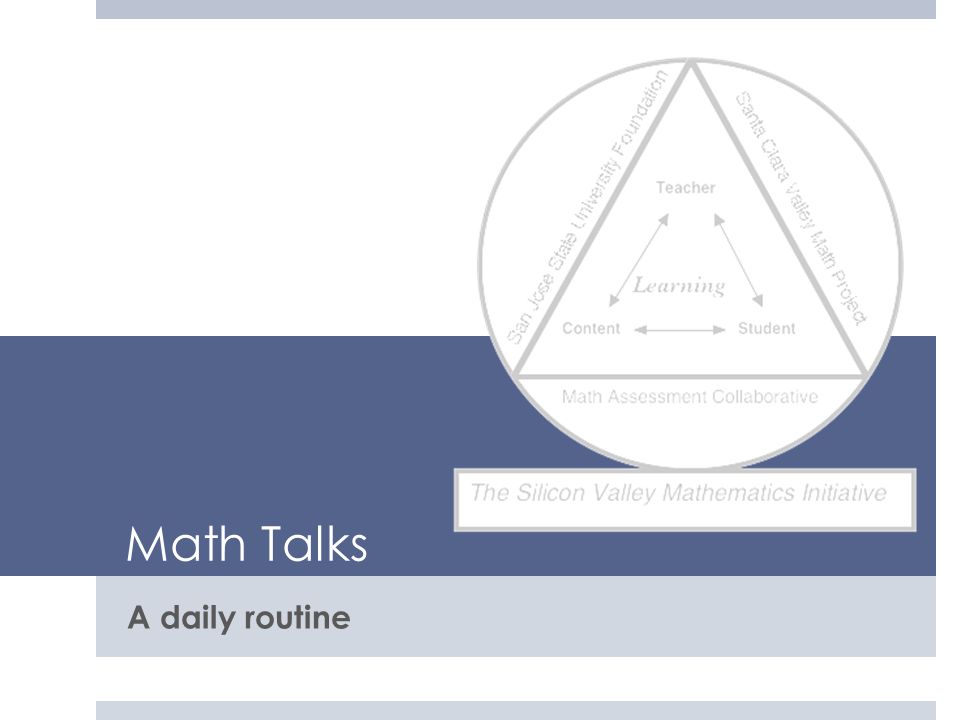 Math Talks A daily routine