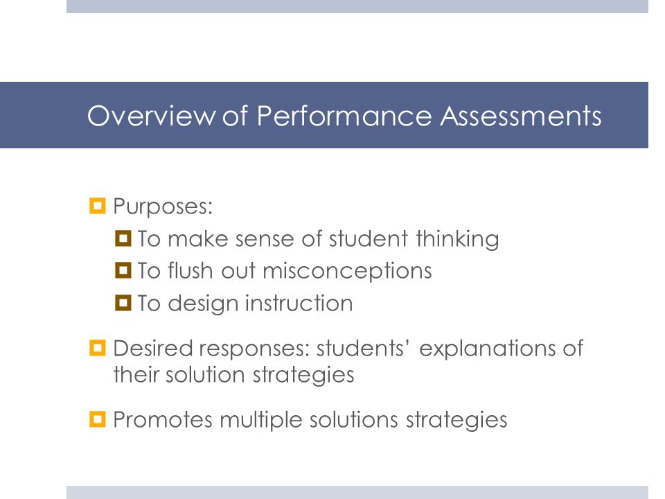 Overview of Performance Assessments