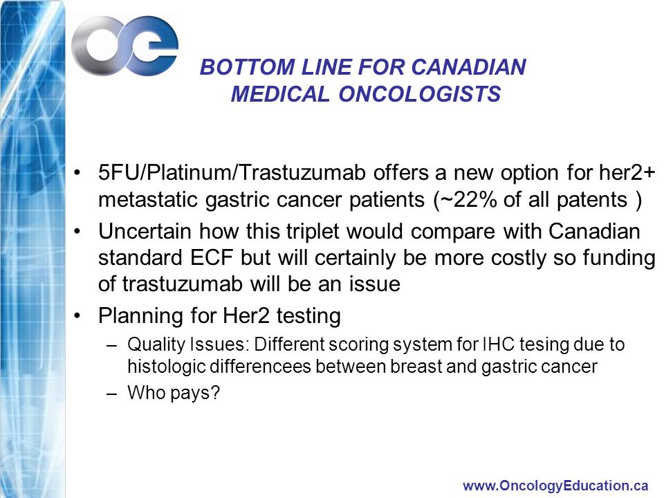BOTTOM LINE FOR CANADIAN MEDICAL ONCOLOGISTS